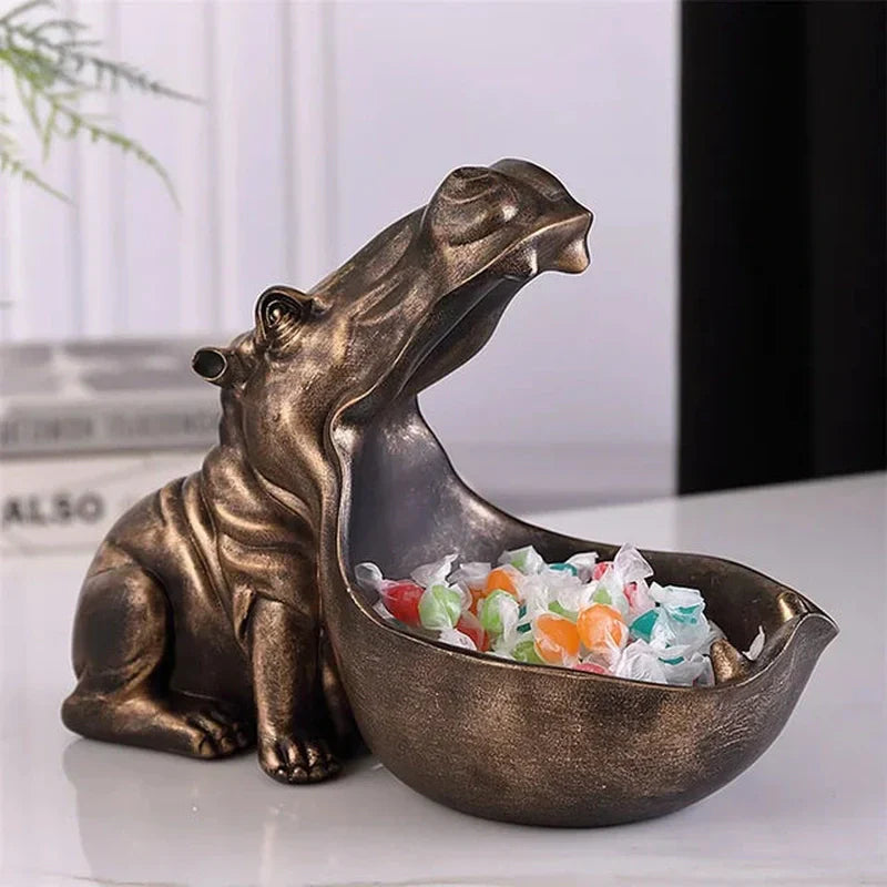 Hippo Desktop Storage Figurine Decorative Organizer for Keys Candy and Small Items