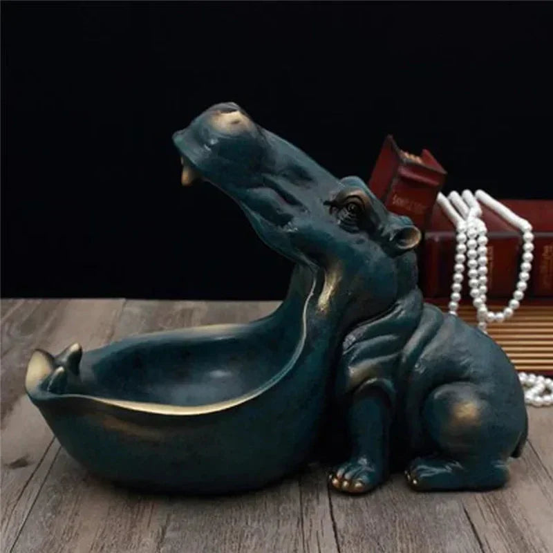 Hippo Desktop Storage Figurine Decorative Organizer for Keys Candy and Small Items