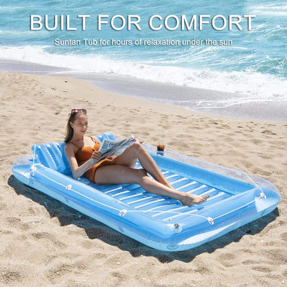 Inflatable Suntan Pool Lounge Float Full Body Sunbathing Mat