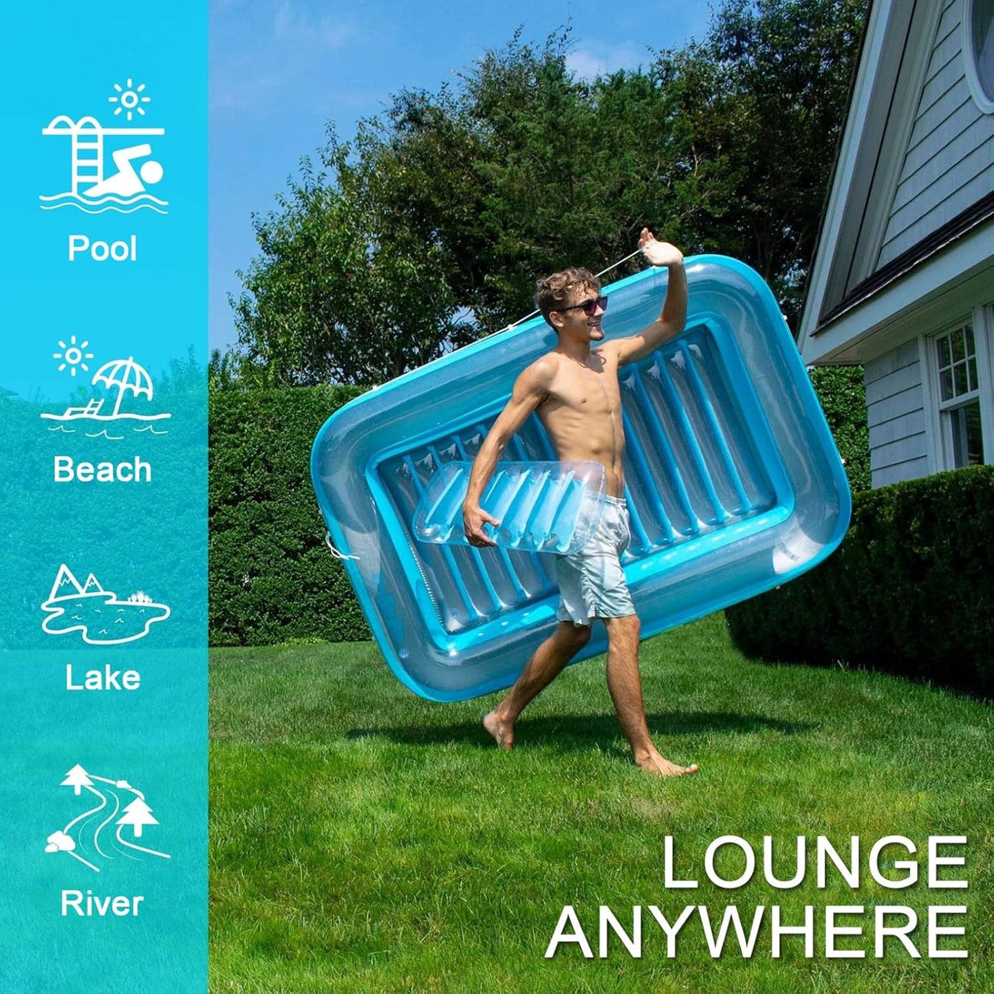 Inflatable Suntan Pool Lounge Float Full Body Sunbathing Mat
