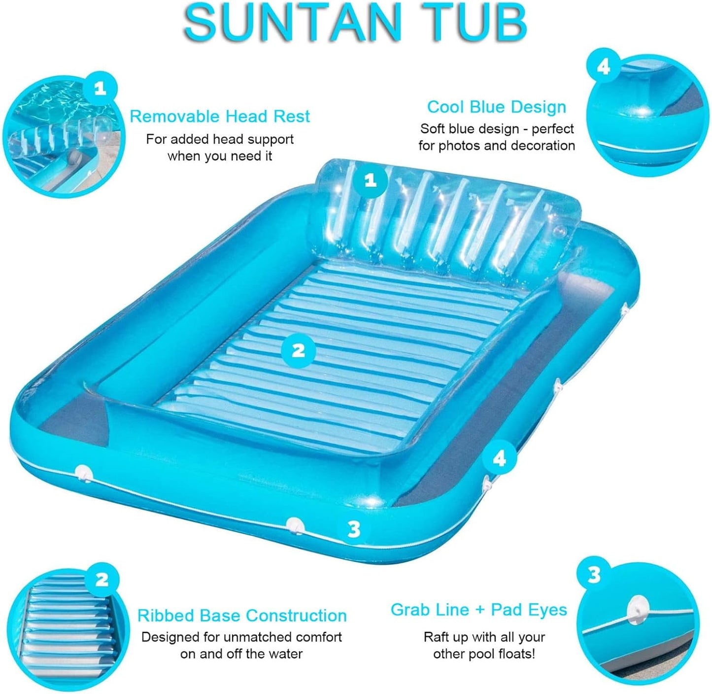 Inflatable Suntan Pool Lounge Float Full Body Sunbathing Mat