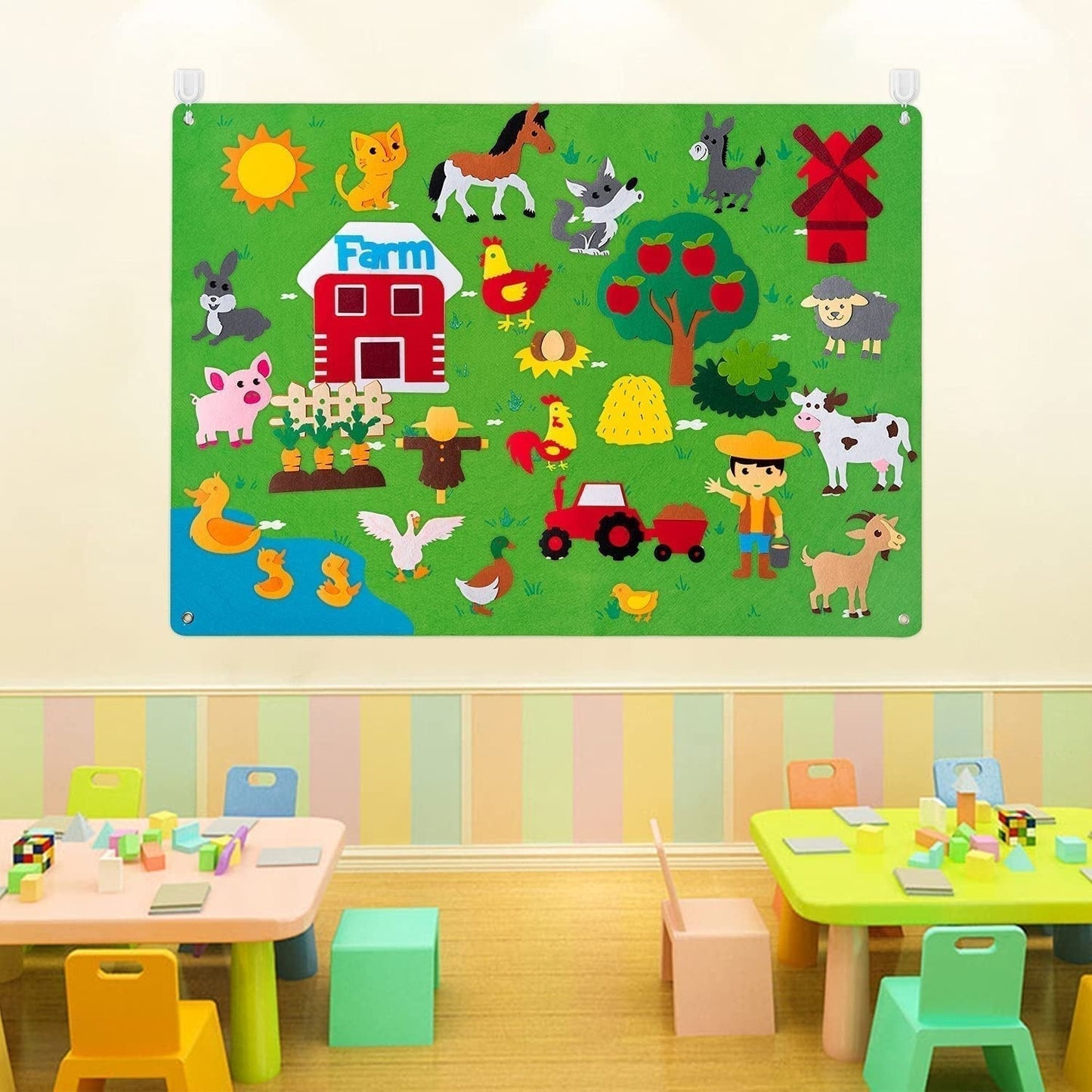 Kids Felt Story Board Animal Storytelling Play Set Interactive Learning Toy for Creative Play and Travel