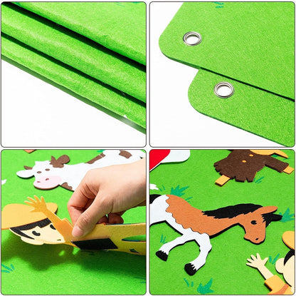 Kids Felt Story Board Animal Storytelling Play Set Interactive Learning Toy for Creative Play and Travel