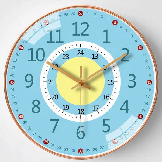 Kids Wall Clock with Large Numbers Fun Learning Room Decor