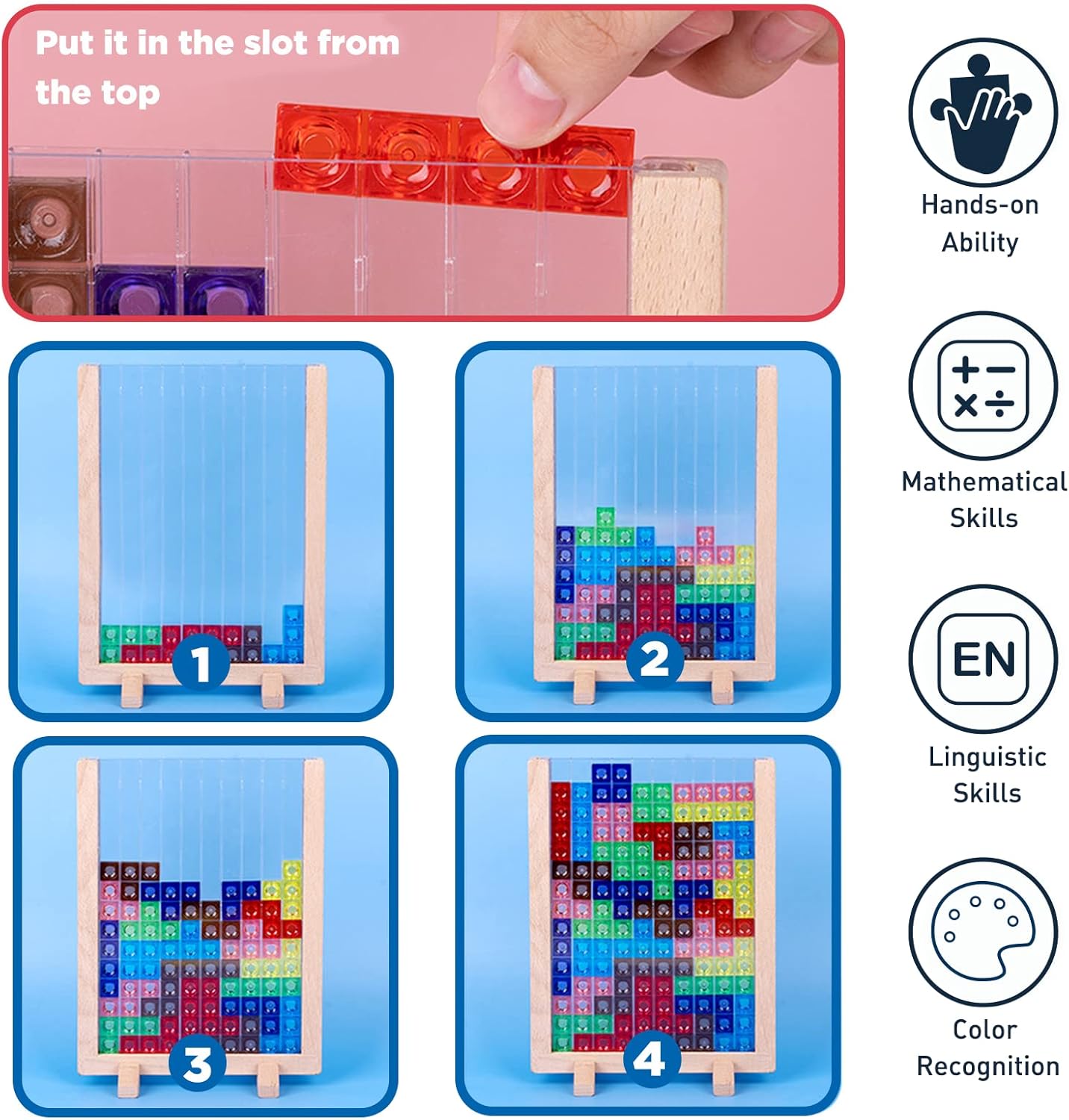 Kids Wooden Puzzle Board Shape Sorting Blocks Brain Teaser Learning Toy