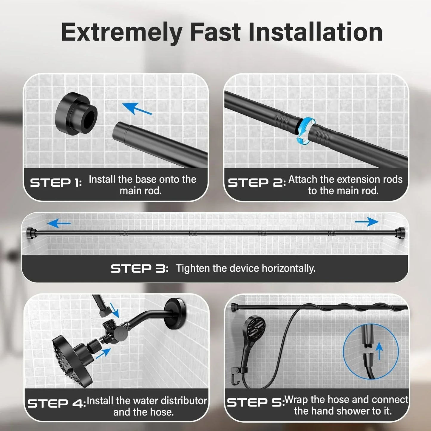 LCD Shower Head with Temperature Display High Pressure Adjustable Spray Modes