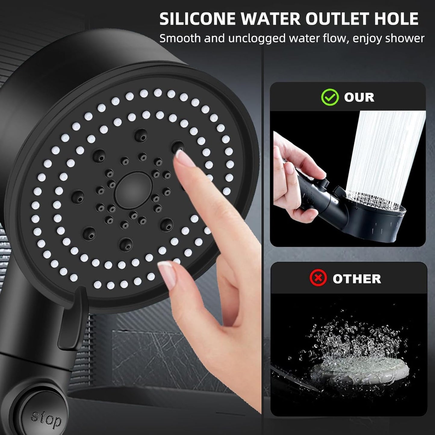 LCD Shower Head with Temperature Display High Pressure Adjustable Spray Modes