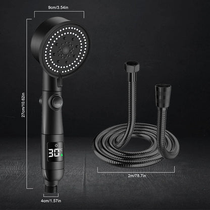 LCD Shower Head with Temperature Display High Pressure Adjustable Spray Modes