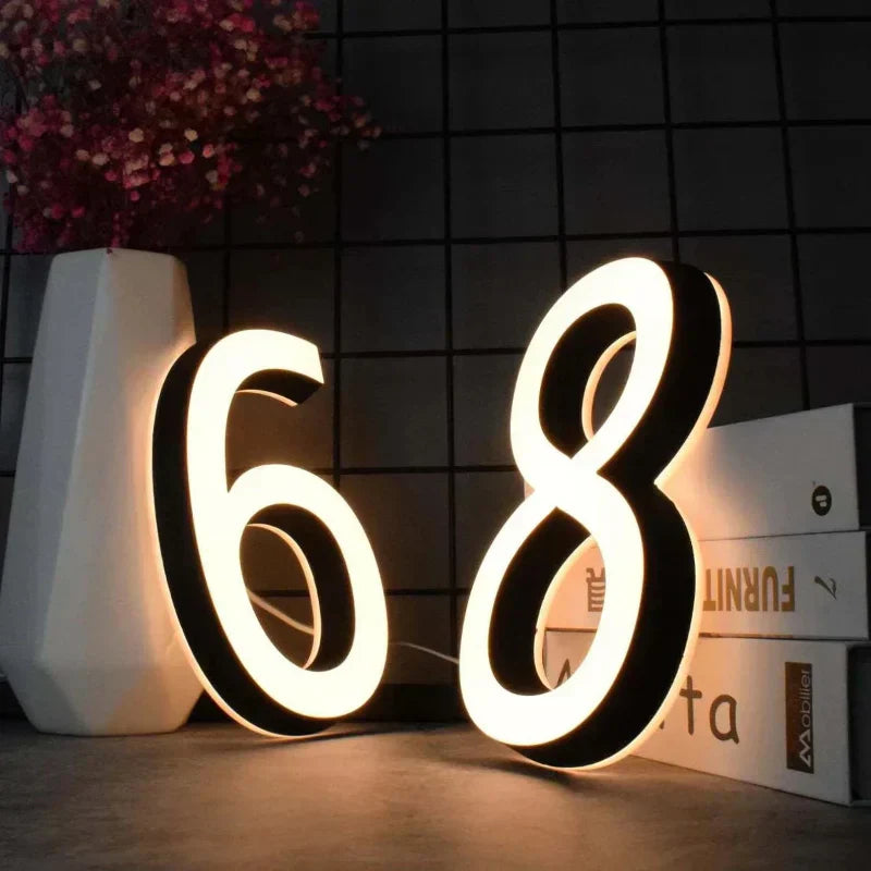 LED House Number Wall Light Outdoor Illuminated Address Sign Waterproof
