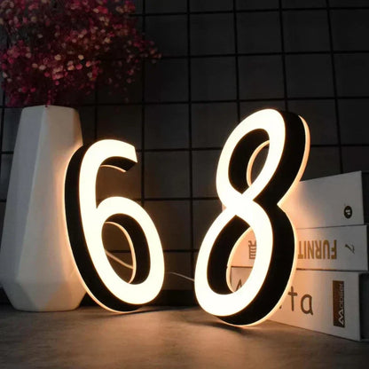 LED House Number Wall Light Outdoor Illuminated Address Sign Waterproof