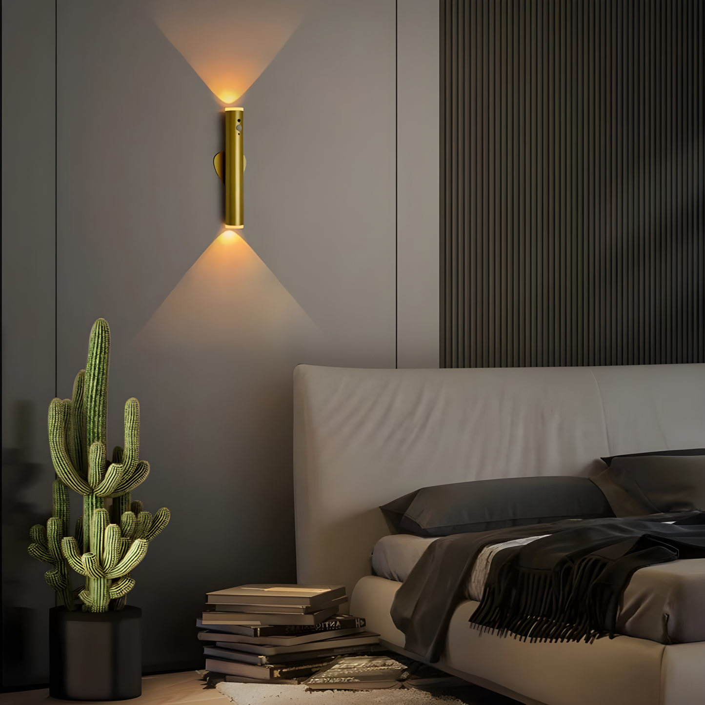LED Wall Light Motion Sensor Remote Control Battery-Powered Indoor Lamp