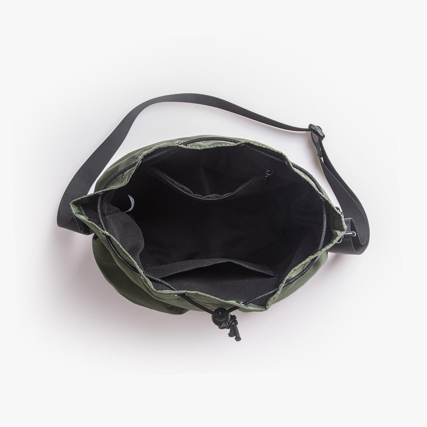 Large Capacity Drawstring Crossbody Shoulder Bag Multi Pocket Casual Messenger Bag Adjustable Strap