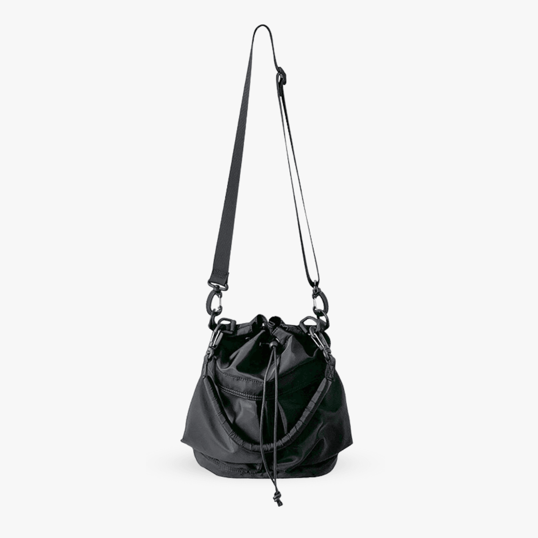Large Capacity Drawstring Crossbody Shoulder Bag Multi Pocket Casual Messenger Bag Adjustable Strap