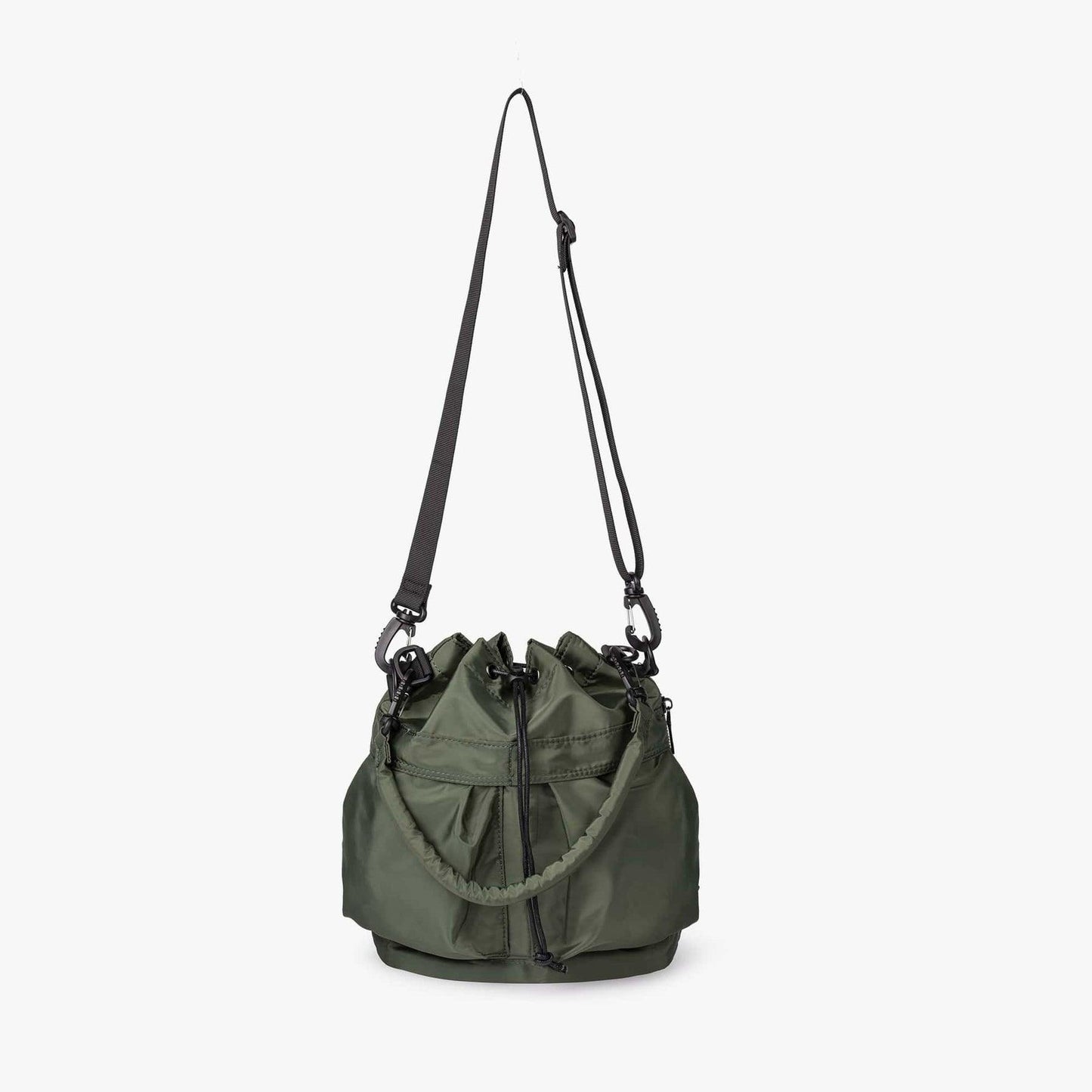Large Capacity Drawstring Crossbody Shoulder Bag Multi Pocket Casual Messenger Bag Adjustable Strap