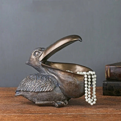 Large Mouth Bird Storage Box Sculptural Decorative Organizer for Desk Shelf Counter