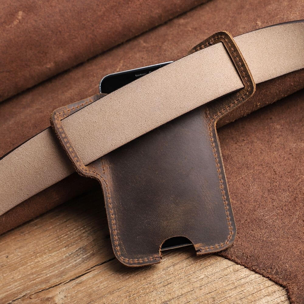 Leather Phone Belt Pouch Card Slot Protective Carry Case