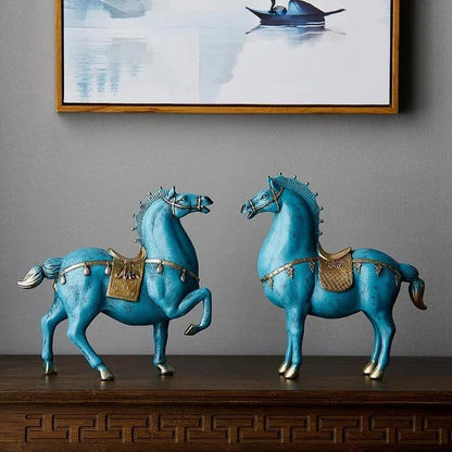 Living Room Horse Sculpture Elegant Resin Horse Statue Chinese Style Decor
