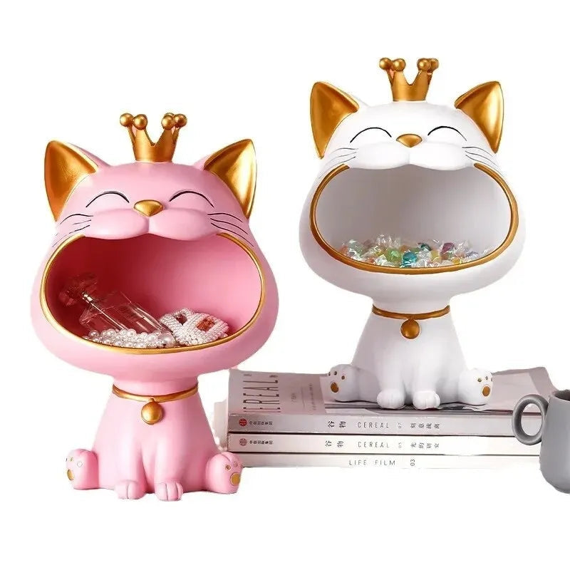 Lucky Cat Decorative Storage Box Maneki Neko Desk Organizer Coin Holder Home Decor