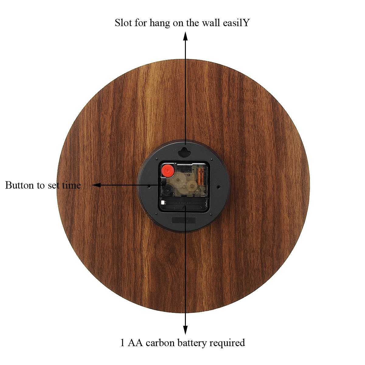 Luminous Wooden Wall Clock Glow Silent Quartz Round