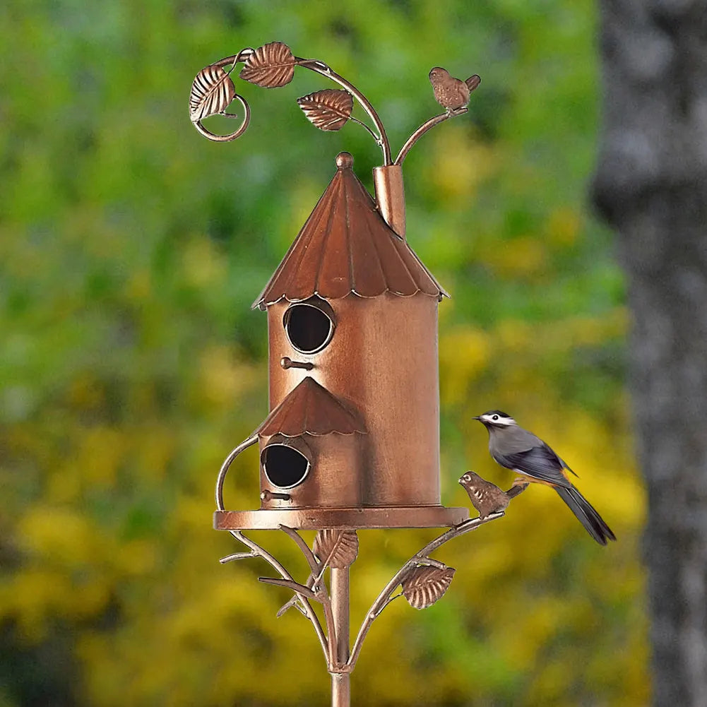 Luxury Bird House with Pole for Elegant Garden Decoration
