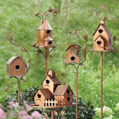 Luxury Bird House with Pole for Elegant Garden Decoration