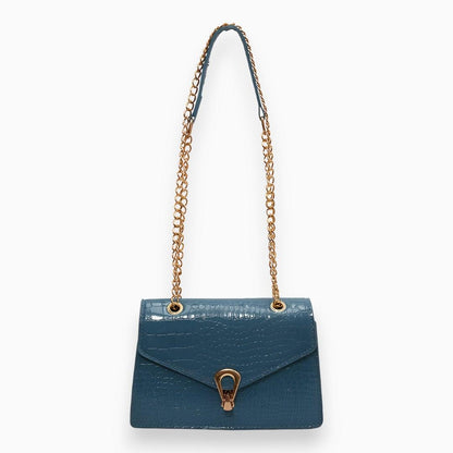 Luxury Crocodile Pattern Crossbody Shoulder Bag Buckle Lock Handbag Adjustable Strap Elegant Purse