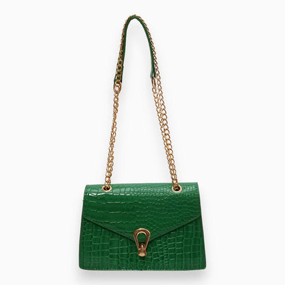 Luxury Crocodile Pattern Crossbody Shoulder Bag Buckle Lock Handbag Adjustable Strap Elegant Purse