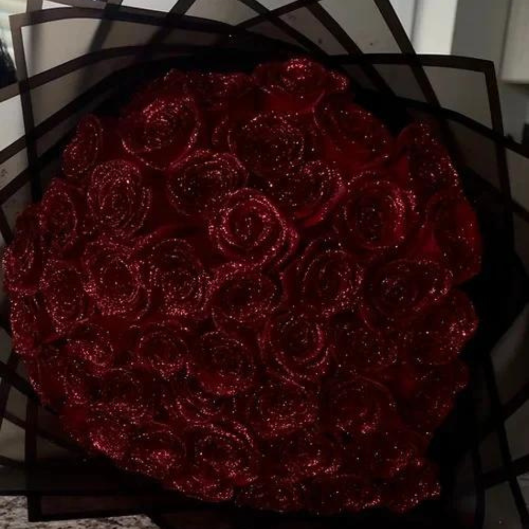 Luxury Glitter Rose Decorative Gift Sparkle Finish