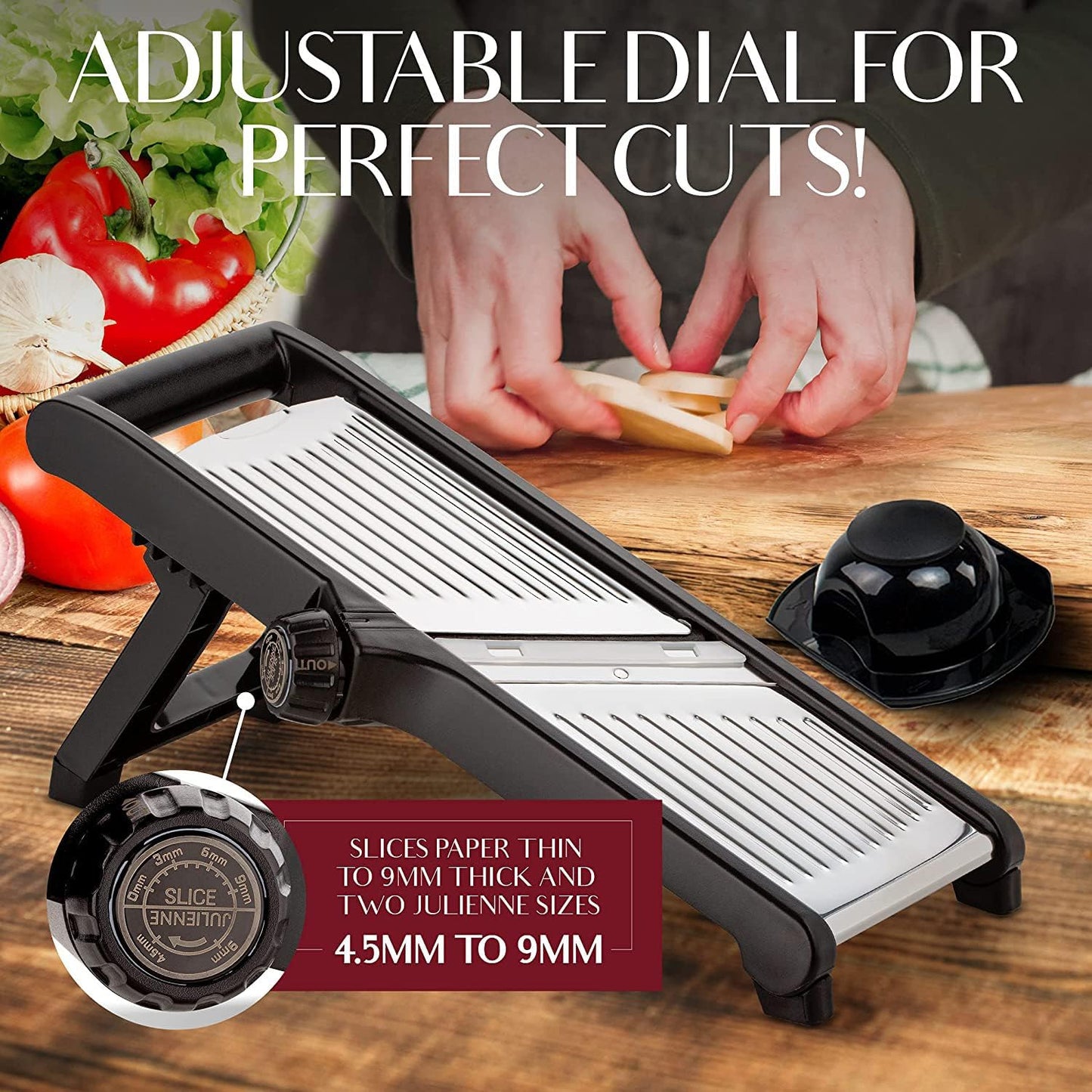 Mandoline Vegetable Slicer with Cut Resistant Gloves Stainless Steel Adjustable Food Cutter