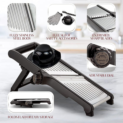 Mandoline Vegetable Slicer with Cut Resistant Gloves Stainless Steel Adjustable Food Cutter