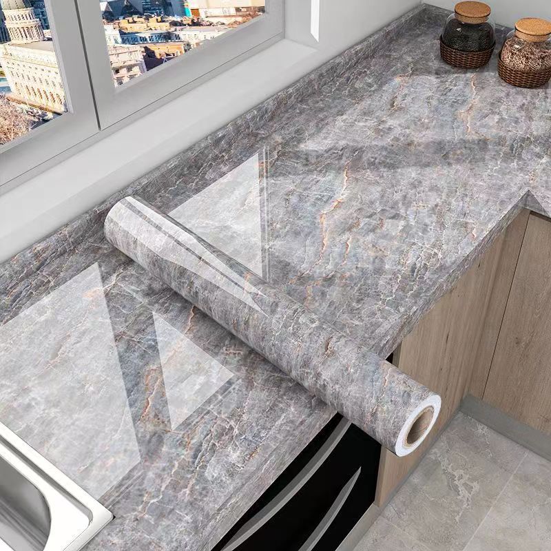 Marble Effect Oil-Resistant Self-Adhesive Kitchen Film