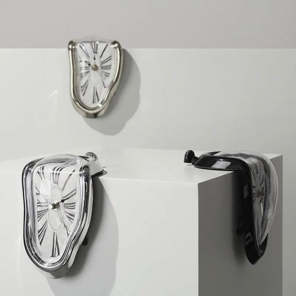 Melting Desk Clock Decorative Surreal Shelf Table Silent Quartz Display