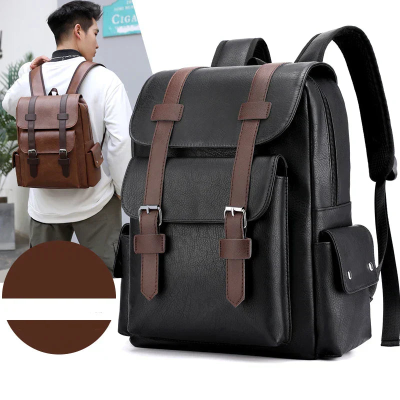 Men’s Premium Leather Laptop Backpack – Spacious, Durable and Stylish for Work & Travel