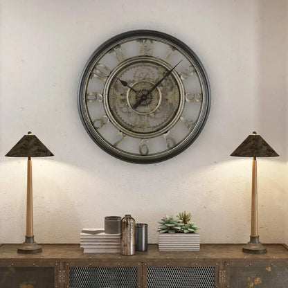 Metal Wall Clock with Arabic Numerals Rustic Decorative Wall Clock
