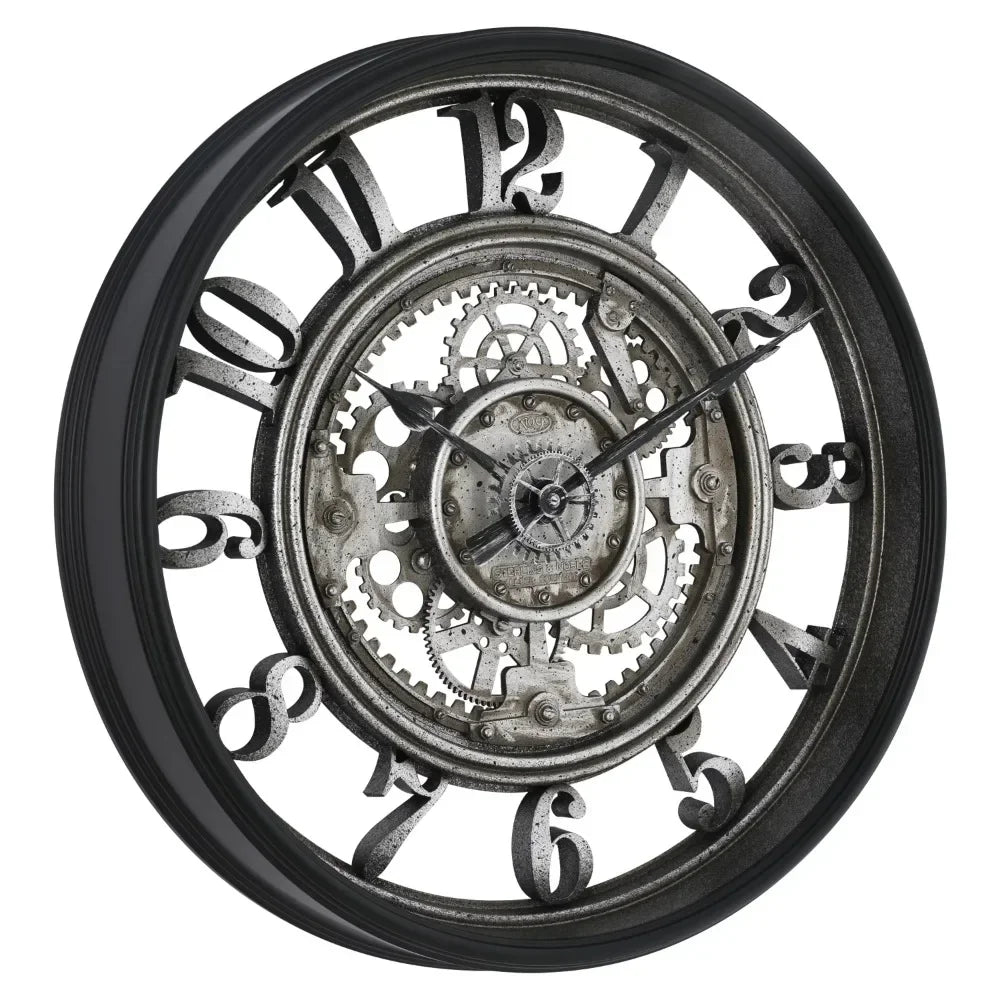 Metal Wall Clock with Arabic Numerals Rustic Decorative Wall Clock