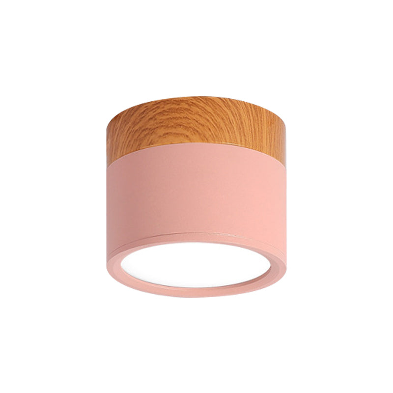 Modern Flush Mount Ceiling Light with LED Compact Wood Accent Ceiling Lamp