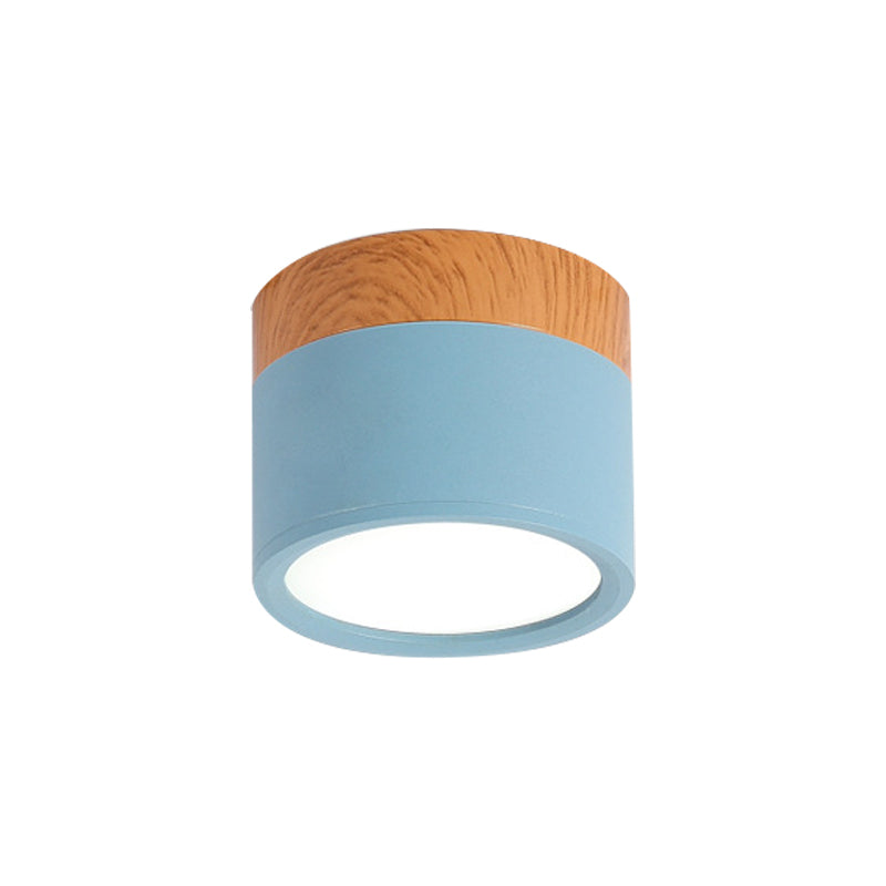 Modern Flush Mount Ceiling Light with LED Compact Wood Accent Ceiling Lamp
