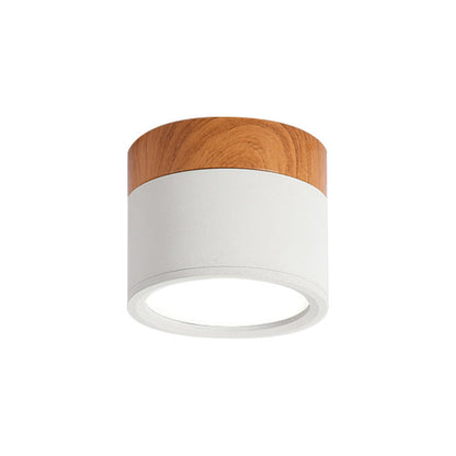 Modern Flush Mount Ceiling Light with LED Compact Wood Accent Ceiling Lamp