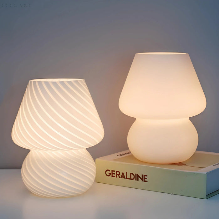 Modern LED Mushroom Glass Table Lamp Decorative Bedside Lamp Ambient Lighting