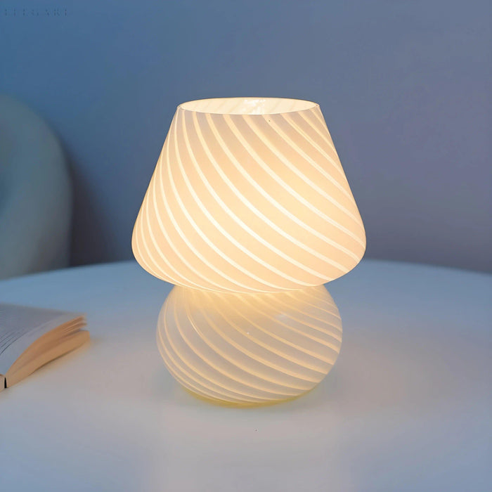 Modern LED Mushroom Glass Table Lamp Decorative Bedside Lamp Ambient Lighting