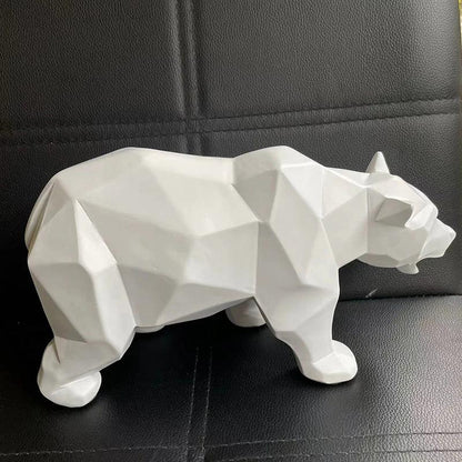 Modern Resin Sculpture Statue Geometric Black Bear Decorative Art Figure