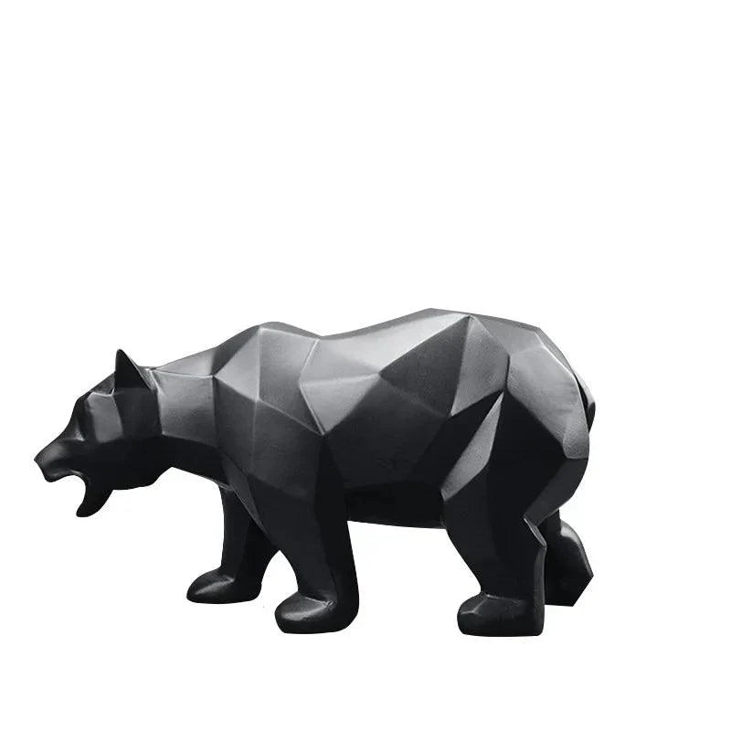 Modern Resin Sculpture Statue Geometric Black Bear Decorative Art Figure