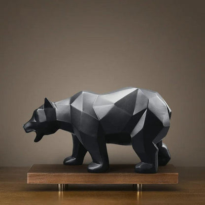 Modern Resin Sculpture Statue Geometric Black Bear Decorative Art Figure