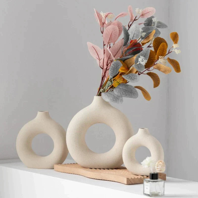 Modern Round Glass Vase Calm Elegant Home Decor Centerpiece