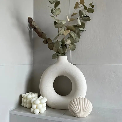 Modern Round Glass Vase Calm Elegant Home Decor Centerpiece