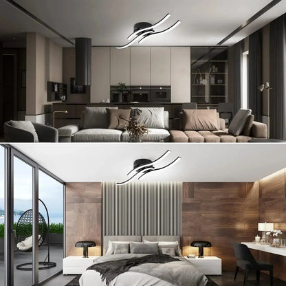 Modern Sculptural Curved LED Ceiling Light Flush Mount Fixture