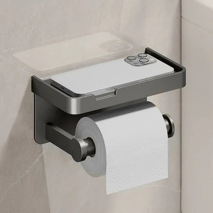 Multifunctional Toilet Paper Holder Bathroom Organizer Wall Mount Storage Shelf