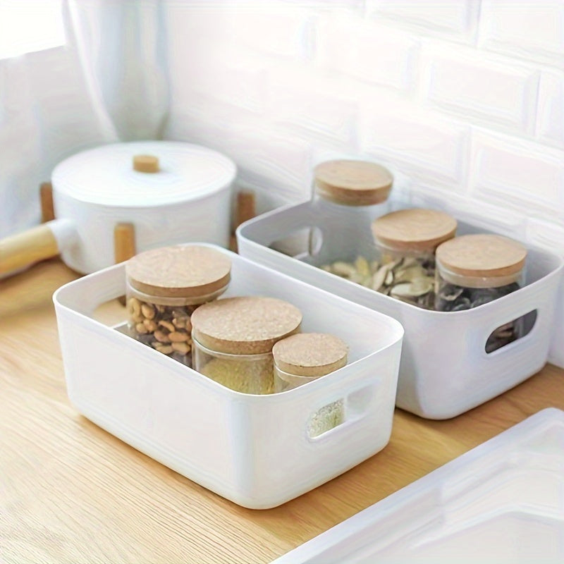 Multipurpose Storage Organizer Bins with Handles Set of 4 Plastic Home Organization Boxes