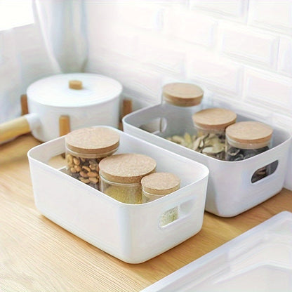 Multipurpose Storage Organizer Bins with Handles Set of 4 Plastic Home Organization Boxes