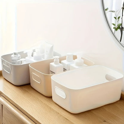 Multipurpose Storage Organizer Bins with Handles Set of 4 Plastic Home Organization Boxes